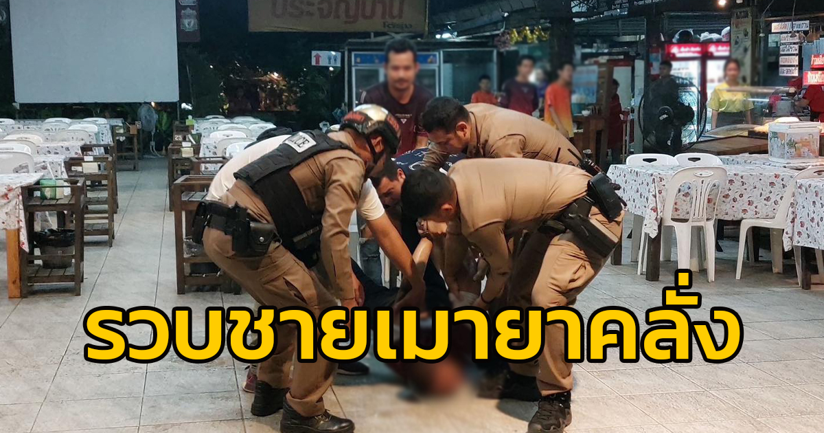 ตำรวจ พลเมืองดี รวบชายเมายาคลั่ง วิ่งเข้าร้านอาหาร นทท.ทั้งไทยและเทศแตกฮือ ก่อนนำตัวไปตรวจหาสารเสพติดที่โรงพัก จ.ชลบุรี